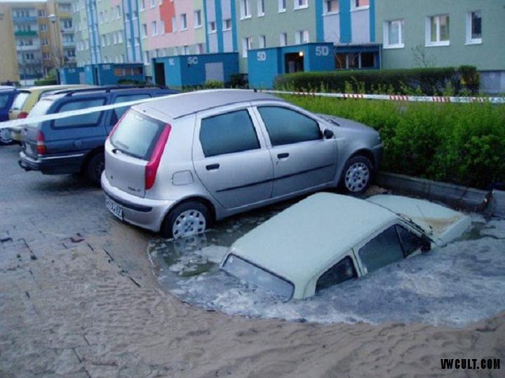 Parking place with water