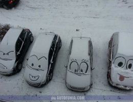 cars snow faces