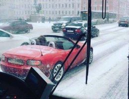 snow in the morning in russia